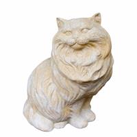 Gartentraum.de Gartenfigur Katze mit Langhaarfell aus Steinguss - Ikati / Portland weiß