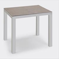 Gartentraum.de Eckiger Aluminium-Tisch mit Keramik-Platte - Tisch Vidru / 74,5x90x90cm (HxBxT) / Anthrazit/Silber