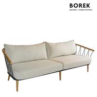 Gartentraum.de 4-Sitzer Gartensofa von Borek aus Stahl und Teakholz mit Polstern - Coimbra Gartensofa / mit Schutzhülle