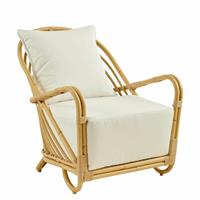 Gartentraum.de Extravaganter Lounge Sessel aus Alu Rattan mit Armlehnen in hellbraun - Loungesessel Blenda / ohne Kissen