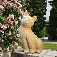 Gartentraum.de Katze Steinfigur für den Garten - Prissila / Sand