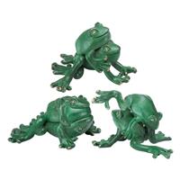 Gartentraum.de Tierfiguren Set - 3 Bronze Froschskulpturen - Laubfrösche Set