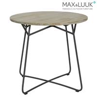 Gartentraum.de Moderner runder Gartentisch aus Aluminium & Teakholz - 80cm - Max&Luuk - Lily Gartentisch / Anthrazit