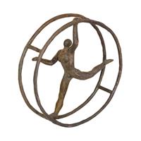 Gartentraum.de Rostfarbene Designerfigur Mensch im Rad aus Bronze - Rhönrad