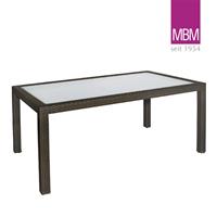 Gartentraum.de MBM Gartentisch mit Glasplatte - Alu & Mirotex - 74x160x90cm - eckig - Tisch Bellini