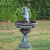 Gartentraum.de Floraler Bronze Standbrunnen mit Patina - Fidelia
