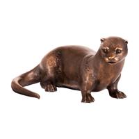 Gartentraum.de Sitzender Garten Otter aus wetterfester Bronze - Fischotter