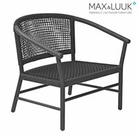 Gartentraum.de Breiter Lounge Chair aus dunklen Teakholz von Max & Luuk - Kevin Loungesessel / ohne Sitzkissen