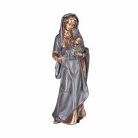 Gartentraum.de Madonna Gartenskulptur mit Kind aus Bronze - Madonna Felicita / 70x24x20cm (HxBxT) / Bronze, Umhang Asche