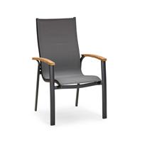 Gartentraum.de Stilvoller Stapelstuhl aus Ergotex und Aluminium - Stuhl Spirabilis / Anthrazit