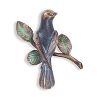 Gartentraum.de Vogel Wandfigur aus Bronze - vollplastisch - Vogel auf Ast rechts / Bronze braun