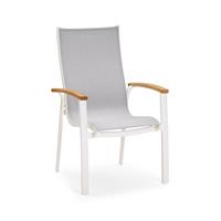 Gartentraum.de Stilvoller Stapelstuhl aus Ergotex und Aluminium - Stuhl Spirabilis / Weiß