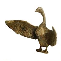 Gartentraum.de Gansstatue aus Bronze - limiterte Künstlerfiguren - Gans ausgebreitete Flügel