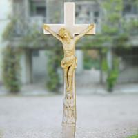 Gartentraum.de Großes Stein Kreuz mit Jesus Figur - Jesus Cruzifix / Antikgrau