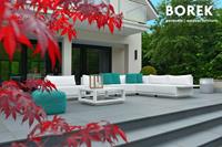 Gartentraum.de Garten Ecksofa von Borek - Aluminium - weiß - mit Kissen - modern - Murcia Eck-Sitzmodul  / Weiß
