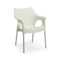 Gartentraum.de Eleganter Gartenstuhl stapelbar - farbig - Stuhl Reces / Weiß