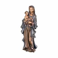 Gartentraum.de Stilvolle Maria Skulptur aus Bronze mit Jesuskind - Madonna Karina / 62x24x17cm (HxBxT) / Bronze, Umhang Asche