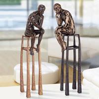 Gartentraum.de Nachdenklich - Designer Mensch Bronzeskulptur - Thinker dark & light