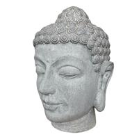 Gartentraum.de Gartendeko Buddha Kopf aus Polystone - Zement Optik - Apricale / 74x55x49,5cm (HxBxT)