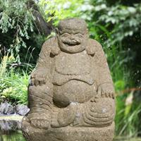 Gartentraum.de Lachender Buddha Kajjali als Steinfigur handbehauen / 40 cm