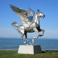 Gartentraum.de XXL Garten Skulptur Pegasus aus Rost Metall oder Edelstahl - Infigotum / Edelstahl