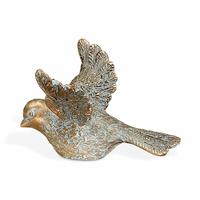 Gartentraum.de Kleine Bronze Vogelfigur für den Garten - links - Vogel Milo rechts / Bronze braun