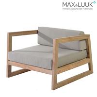 Gartentraum.de Bequemer Gartensessel mit Polster - Teak Holz - Max&Luuk - Mason Loungesessel