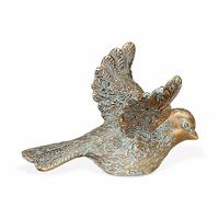 Gartentraum.de Kleine Bronze Vogelfigur für den Garten - rechts - Vogel Milo links / Bronze braun