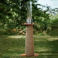 Gartentraum.de Stilvolle Ethanol Gartenfackel aus Stahl mit Jute Seil von Masuria - Juno Lampe / Rost