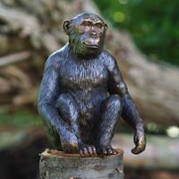 Gartentraum.de Sitzende Affenfigur aus Bronze - dunkelbraun - Poncha