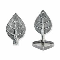 Gartentraum.de Wand Blattskulptur aufklappbar - Metallablage - Blatt Ablage / Aluminium hellgrau