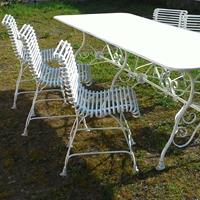 Gartentraum.de Nostalgischer Gartentisch mit 6 Stühlen aus Schmiedeeisen - Corentin / weiß