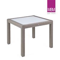 Gartentraum.de Eckiger Gartentisch aus Alu, Polyrattan & Glas - MBM - 90x90cm - Tisch Bellini