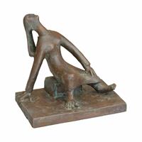 Gartentraum.de Kleine Deko-Frauenfigur - limitierte Bronze - Sitzende