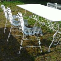 Gartentraum.de Nostalgischer Gartentisch mit 6 Stühlen aus Schmiedeeisen - Corentin / rost