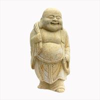 Gartentraum.de Laufende Deko Buddha-Figur aus Steinguss - Amida  / Sand