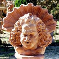 Gartentraum.de Terracotta Wasserspeier - Kopf mit Kranz - Nilo
