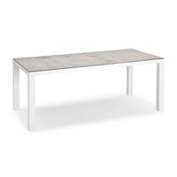 Gartentraum.de Eckiger Aluminium-Tisch mit Keramik-Platte - Tisch Vidru / 74,5x160x90cm (HxBxT) / Weiß