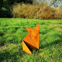 Gartentraum.de Origami Skulptur Fuchs in Rostoptik für den Garten - Fuchs Elias / 40x23cm (HxB)