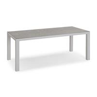Gartentraum.de Eckiger Aluminium-Tisch mit Keramik-Platte - Tisch Vidru / 74,5x160x90cm (HxBxT) / Anthrazit/Silber