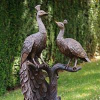 Gartentraum.de Edle Bronze Figur mit Pfau - Pfauenpärchen