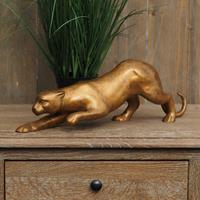 Gartentraum.de Bronze Pantherfigur anschleichend als Dekoration - Panthera Gold