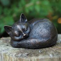 Gartentraum.de Kleine Deko Katzenfigur aus Bronze - dunkelbraun - Felino