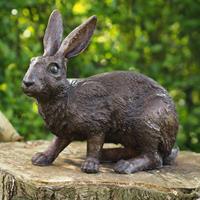 Gartentraum.de Bronze Hasenskulptur im natürlichen Look - Hase Elbo