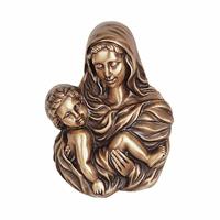 Gartentraum.de Wandrelief Maria mit Kind aus Bronze/Aluminium - Madonna Thekla / Aluminium grau