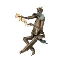 Gartentraum.de Sitzende Clownfigur aus Bronze mit farbigen Akzenten - Clown