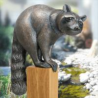 Gartentraum.de Waschbär Tierfigur aus Bronze für Outdoorbereich - Waschbär / ohne Sockel