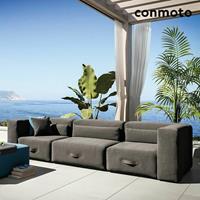 Gartentraum.de Bequemes Loungesofa 4-Sitzer aus Sunbrella - Miami Sofa / Hellgrau