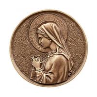 Gartentraum.de Rundes Wand Bronzerelief betende Maria - Madonna Hiltrud / Bronze braun