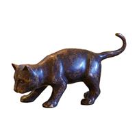 Gartentraum.de Marmorierte Bronze Katzenfigur - klein - Katze Feli